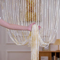 For Living Room Partition Curtain Line Pearl Door Curtain Punch-free Wedding Silver Silk Tassel Curtain