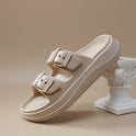Women's Slippers Double Buckle Outer Wear Thick Bottom Non-slip Beach Sandals