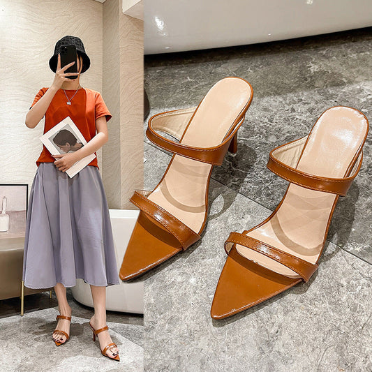 Pointed Toe Stiletto English Roman Sandals And Slippers