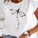 Crew Neck Casual Printed T-shirt For Women