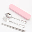 Portable stainless steel tableware tableware box three sets of chopsticks spoon suit Student Travel Gift Set