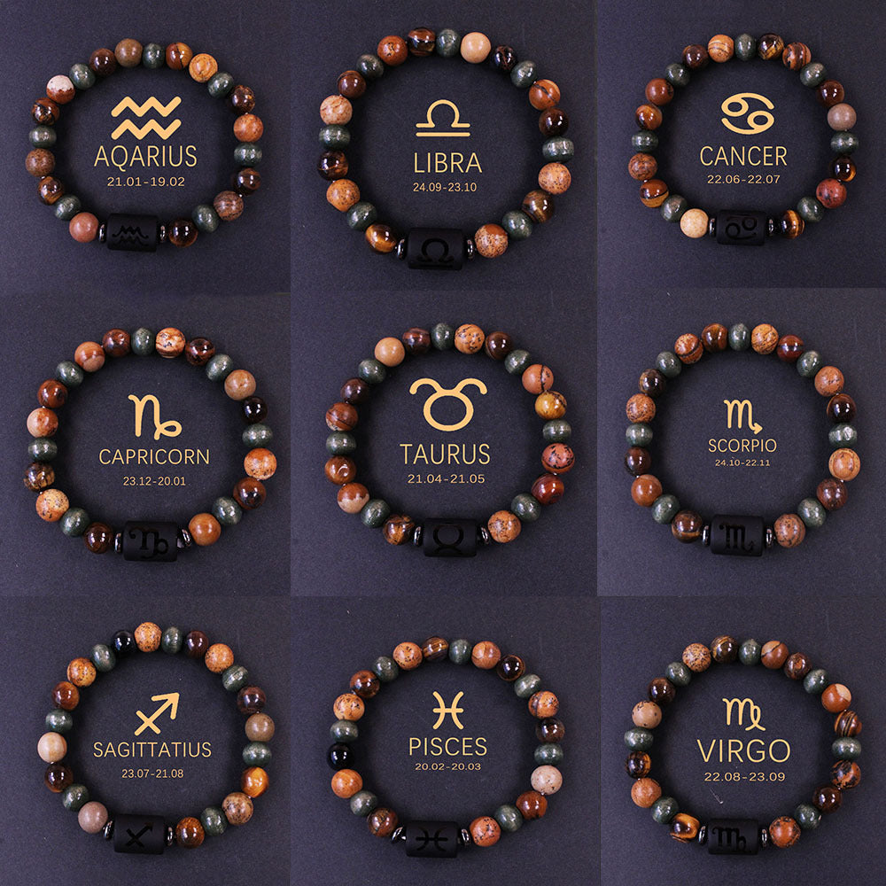 Twelve Constellation Couple Bracelet Tigereye Handmade Bracelet Shooter