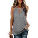 Hollow Sleeveless Casual Vest Tshirt Women