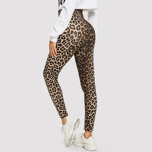 Fashion Leopard Print Leggings Stretch Slim Tight Waist Ankle-length Pants