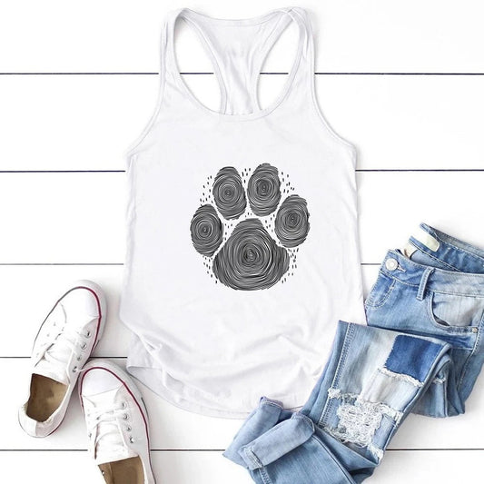 Dog's Paw Cute Foot Print Women's Vest Summer Funny