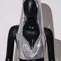 Sexy Outerwear Metal Sequins Hooded Vest