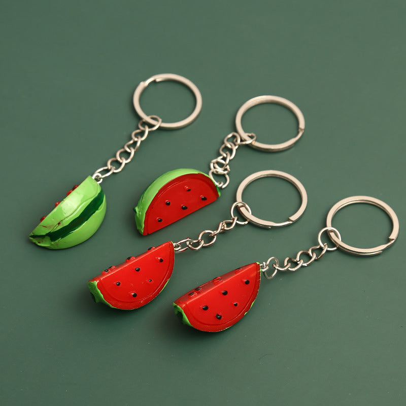 Simulation Three-dimensional Watermelon Piece Keychain Pendant