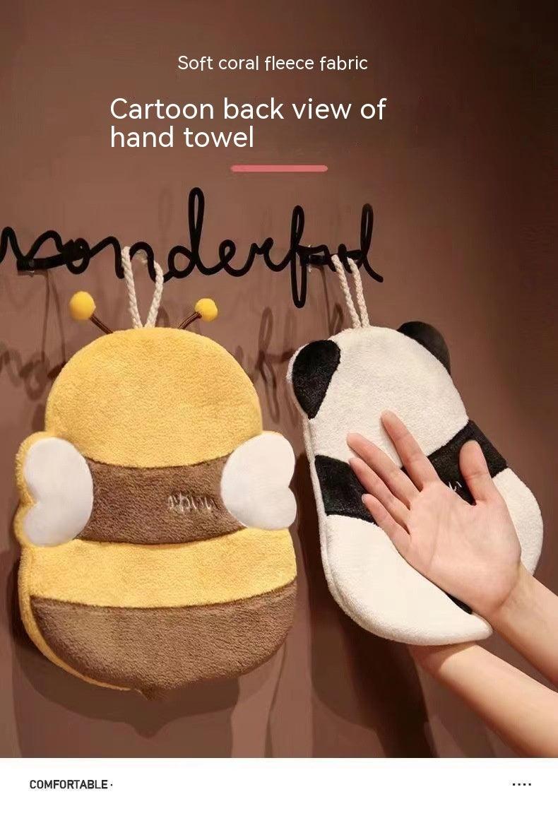 Towel Hanging Bee Back Panda Back Coral Fleece Children Cartoon Cute Towel