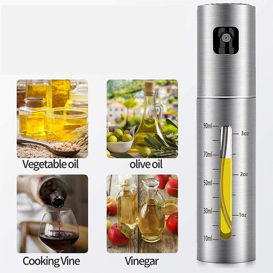 Fuel Spray Can Household Kitchen Supplies Artifact Stainless Steel Oil Injection Bottle Spice Bottle Spray Press Type Barbecue Oil Bottle Kitchen Gadgets