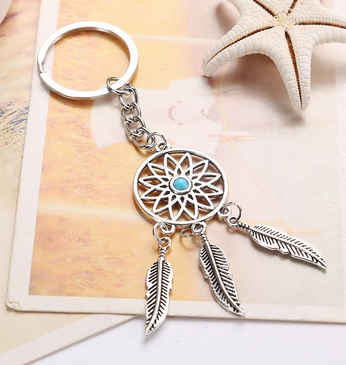 AliExpress foreign trade explosion models dream catcher Dreamcatcher simple fashion green beads key ring pendant