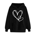 Women's Long-sleeved Hooded Heart Printing Couple's Shirts