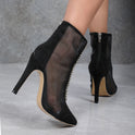 Women's Crystal Decorative Mesh Pointed Stiletto Heel High Heels
