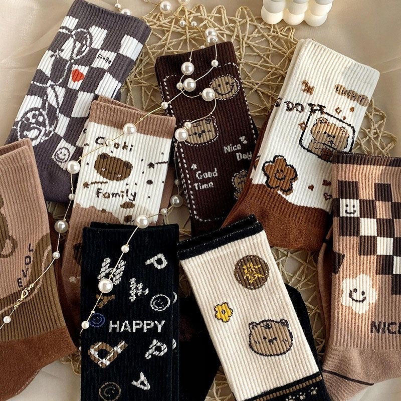 Coffee Colored Socks And Stockings Trend Korean Version