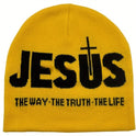 Jacquard Brimless Knitted Hat JESUS Letters Autumn And Winter Wool Sleeve Cap