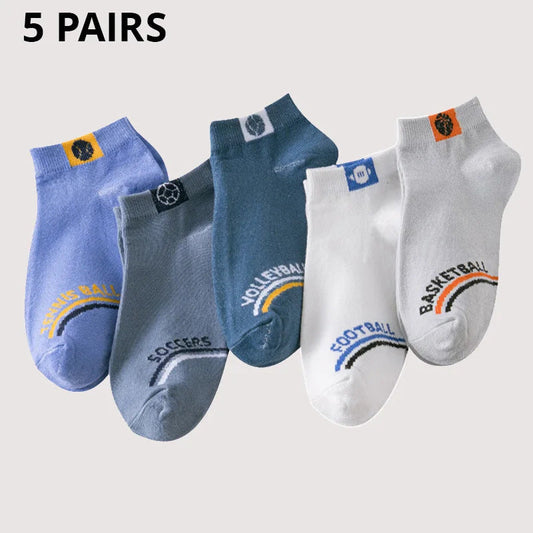 Short Spring And Summer Solid Color Men's Thin Breathable Boat Socks Trendy Athletic Socks