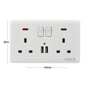 Double Wall Plug Socket 2 Gang 13A W 2 Charger USB Outlets Flat  UK