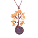 Natural Crystal Round Woven Tree Of Life Pendant Hand Woven Fashion
