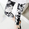 Flower Cropped Pants Women's Stretch Milk Silk Printed Leggings