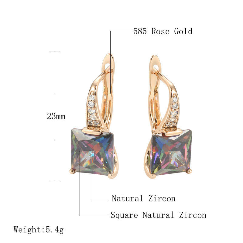 European And American Fashion Color Zircon Earrings For Women