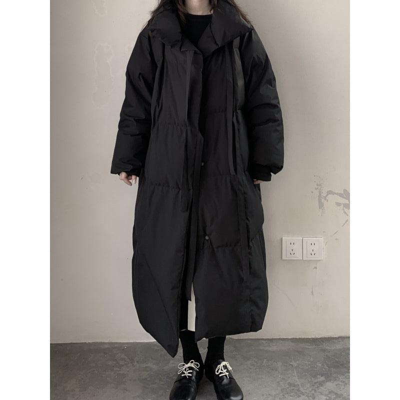 Down Cotton-padded Coat Dark Loose Lovers Three-quarter Length Women
