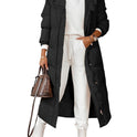 Solid Color Hooded Long Elegant Cotton-padded Coat Fashion Long-sleeve Zipper Pocket Women's Coat