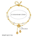 Fashion Double Layer Twin Diamond Diamond Flower Pearl Anklet