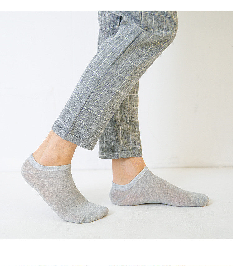 Men's Boat Socks Polyester Cotton Breathable Invisible Boat Socks Men's Solid Color