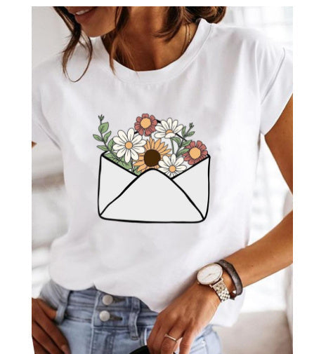 Women's Fashion Printed Short-sleeved T-shirt