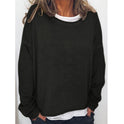 Solid Color Long Sleeve Casual Loose Top Women