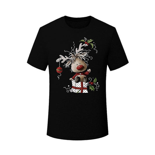 Cartoon Christmas Pattern Women's Printed Plus Size T-shirt