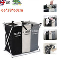 Aluminium Large Laundry Basket Hamper Washing Clothes Storage Bin Bag Light Dark