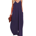 Women's Sling Wide-leg Pants Solid Color Pocket Casual Jumpsuit