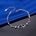 White Copper Silver-plated Heart-shaped Bracelet Heart-to-heart Diamond