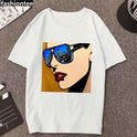 Ladies Punk Aesthetic Print Casual Short Sleeve Student Top