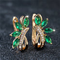 Water Drop Flower Shape Green Zircon Earrings