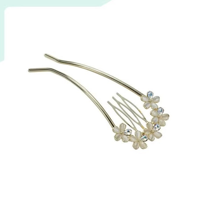 Antique Elegant Opal Flower U-shaped Hairpin High Sense