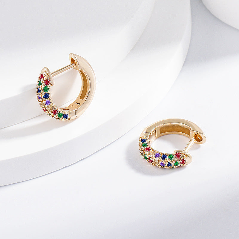 Fashion Ear Jewelry Mixed Color Zircon Micro Inlay