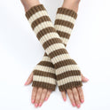 Warm Fashionable Knitted Long Mixed Color Stripe Knitting Wool Gloves