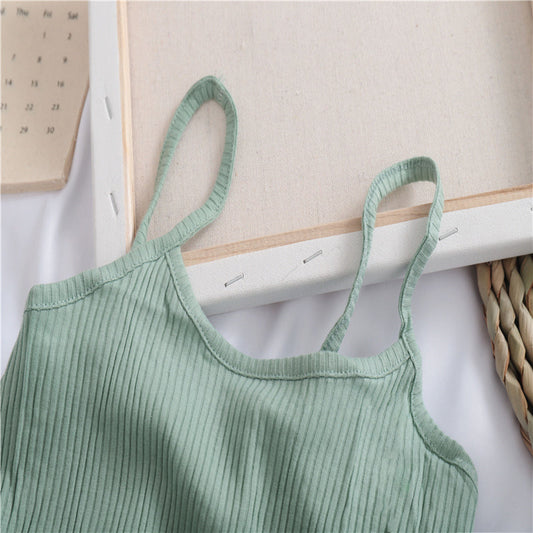 Pure Color Wild Knitted Leaf Small Camisole Women