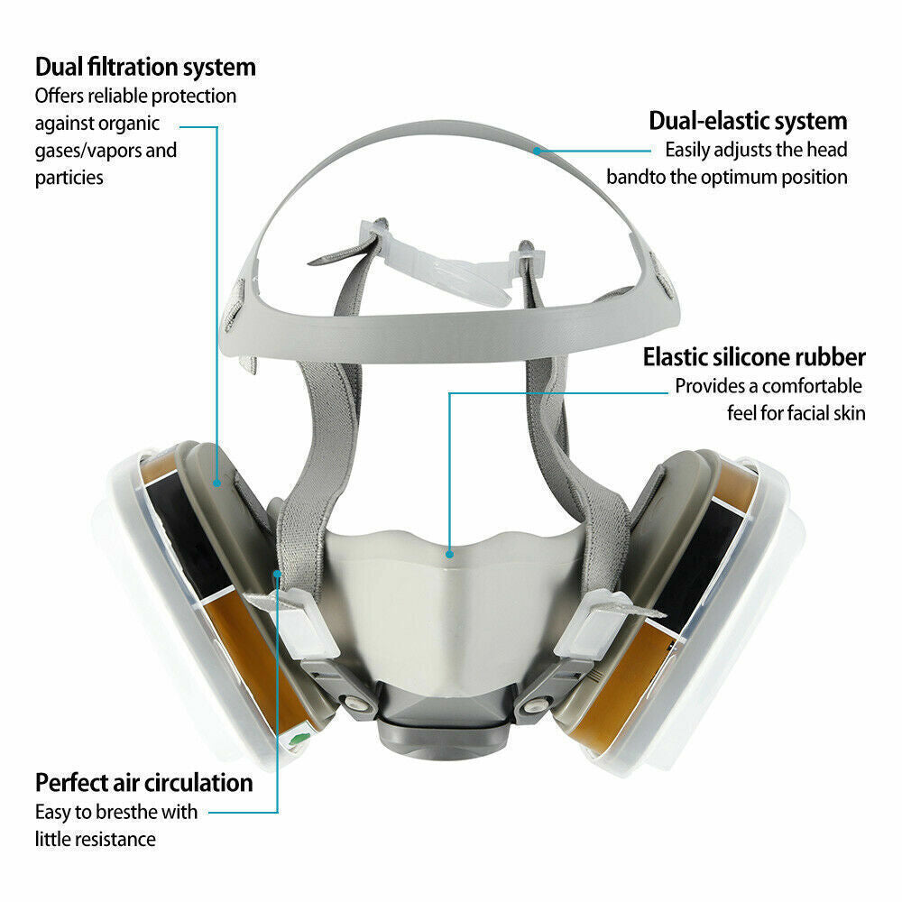 Full Face Mask 6200 Gas Mask Facepiece Spray Respirator Filter Chemical