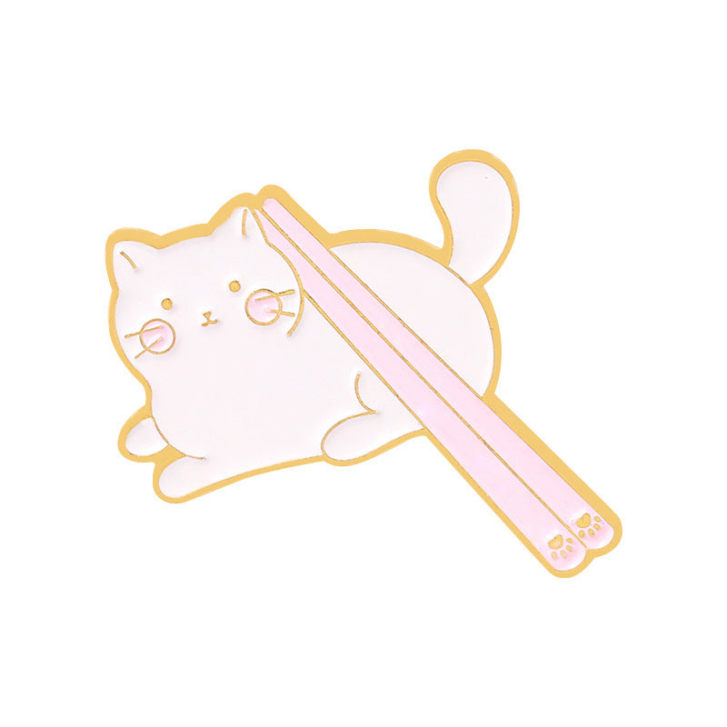 Kitty Brooch Bowl Cat Badge Golden M Badge Clothing Accessories Corsage Small Collar Pin