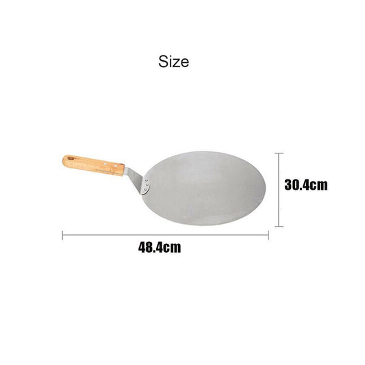 Stainless Steel Pizza Paddle Peel Bakers BBQ Oven Restaurant Tray Wooden Handle