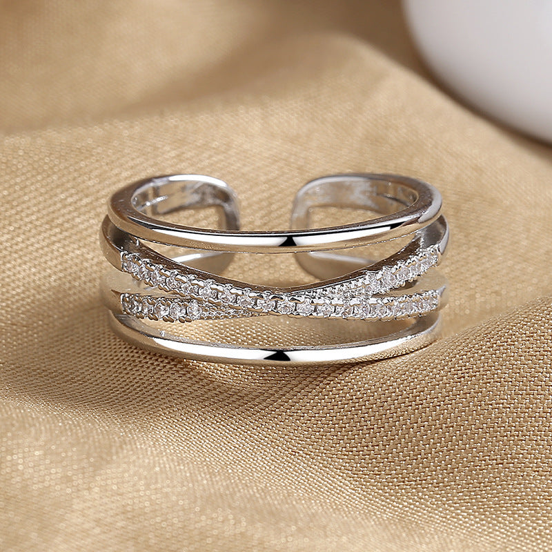 Multi-layer Line Fashion Special-interest Design Ring Opening Adjustable