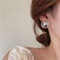 Colorful Glass Round Transparent Stud Earrings