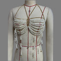 Stringed Pearls Chest Necklace Tassel Halterneck Vest Top Body Chains