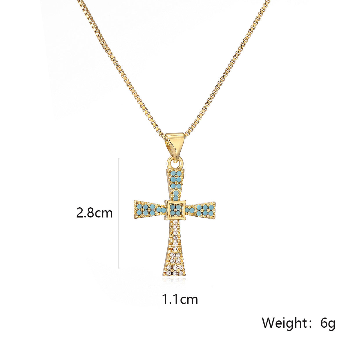 Special Interest Light Luxury Copper Plated Real Gold Zircon Cross Pendant Necklace