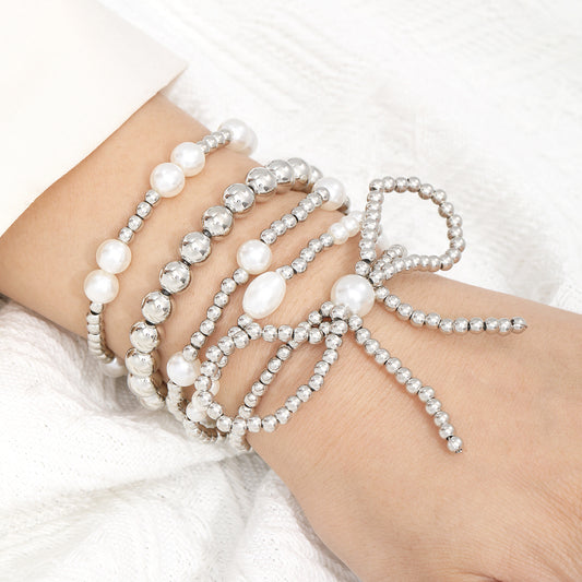 5-piece Set Stylish Graceful Simple Stretch Bracelet For Women