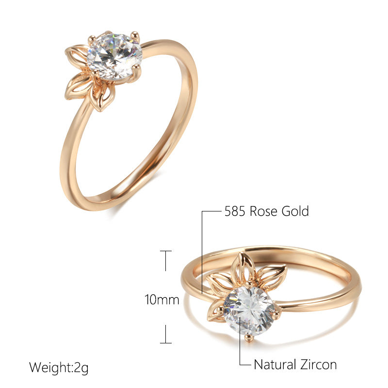 Fashionable Rose Gold Petal Ring For Women