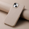 Solid Color Simple Litchi Grain Plain Leather Phone Case