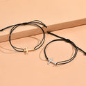 European And American Simple Alloy Cross Wax Rope Couple Bracelet Pair